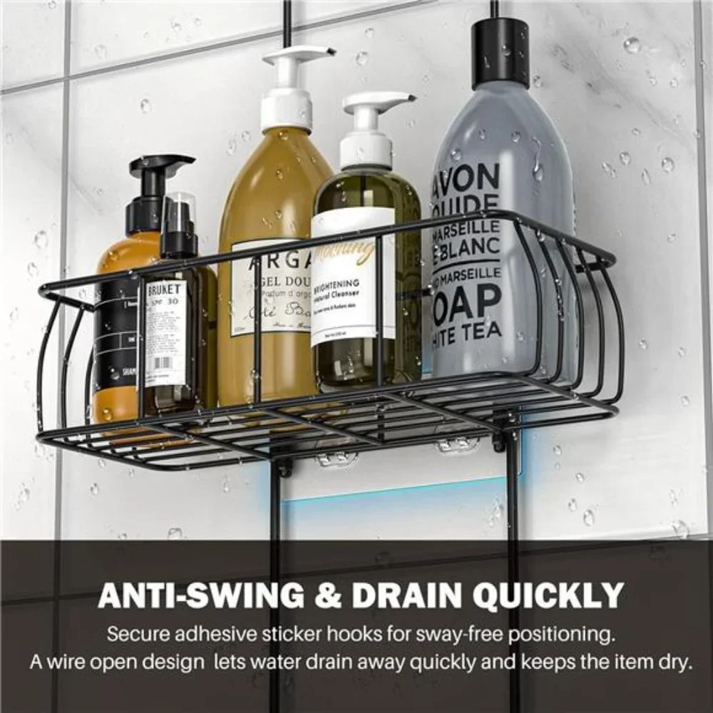 Shower Caddy Hanging, Anti-Swing Over Head Shower Caddy Rustproof with hooks